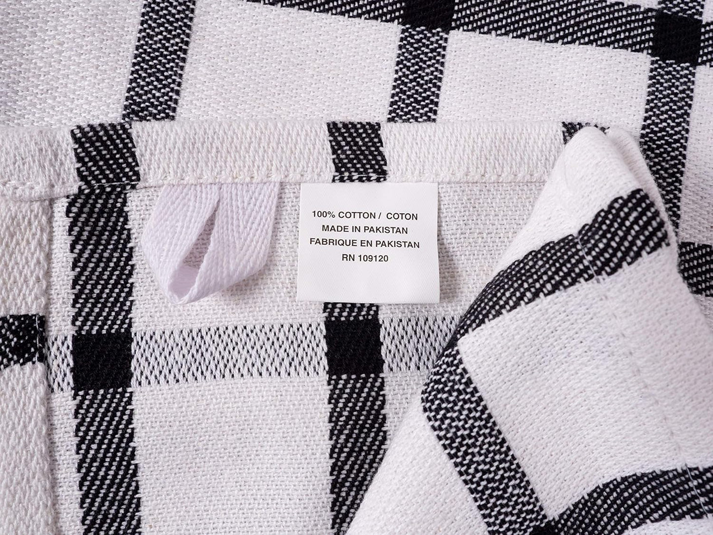 Premium Kitchen Towels (18" X 28"), Large 100% Cotton, Flat & Terry Absorbent Dish Towel Set (Black, 18 X 28-6 Pack)