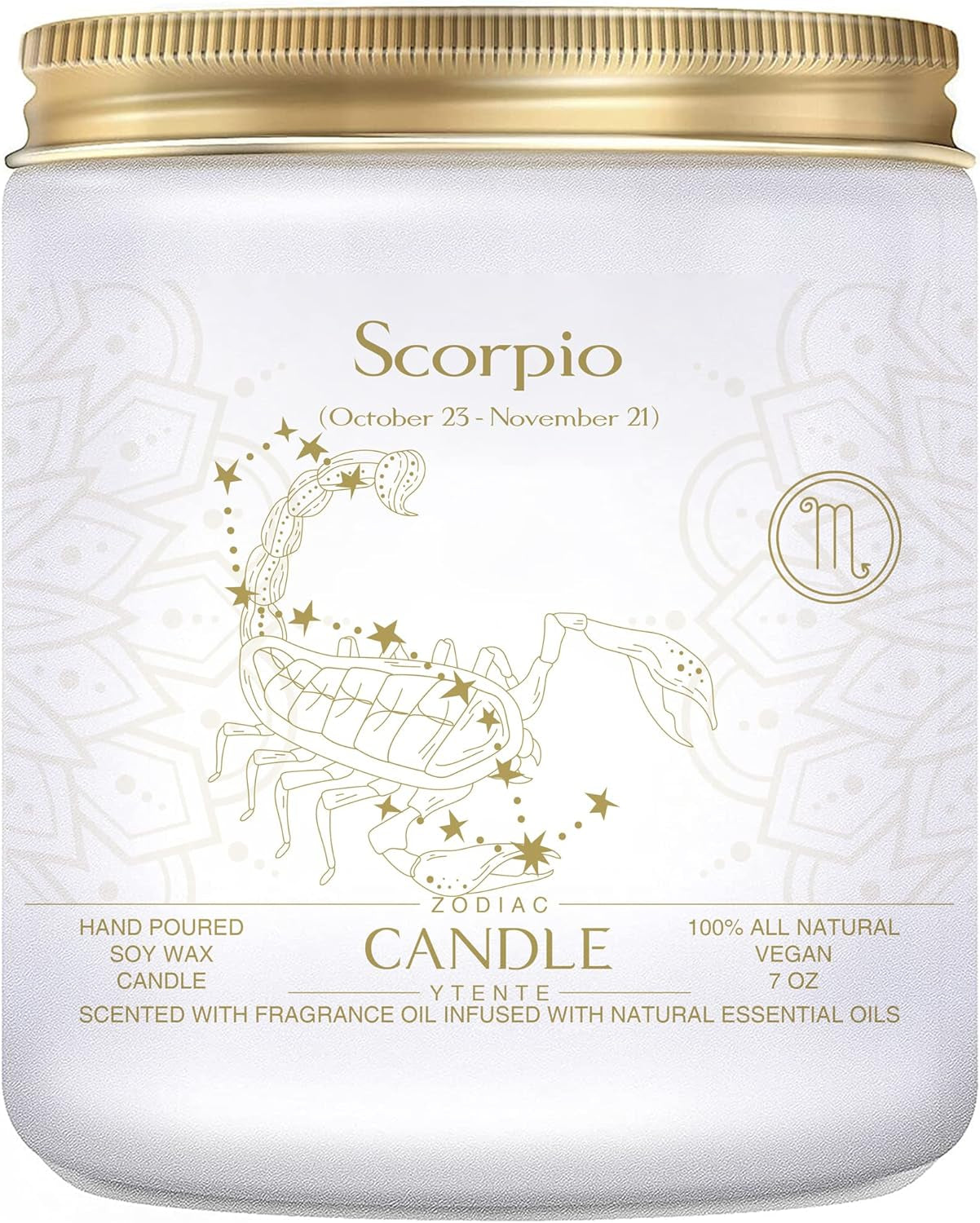 Zodiac Sign Jar Candle, Scorpio, Lavender Scented, Crystal Infused, 4 Ounce, Black, Unisex, All Season, Birthday, Anniversary, Christmas