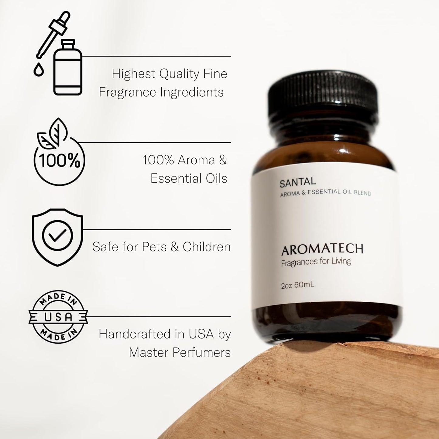 Santal Aroma Essential Oil Blend: Luxury Hotel Inspired Aromatherapy with Amber, Vanilla, Cedar & Sandalwood for Ultrasonic Diffusers & Nebulizers - 16 Fl Oz, 500 Ml