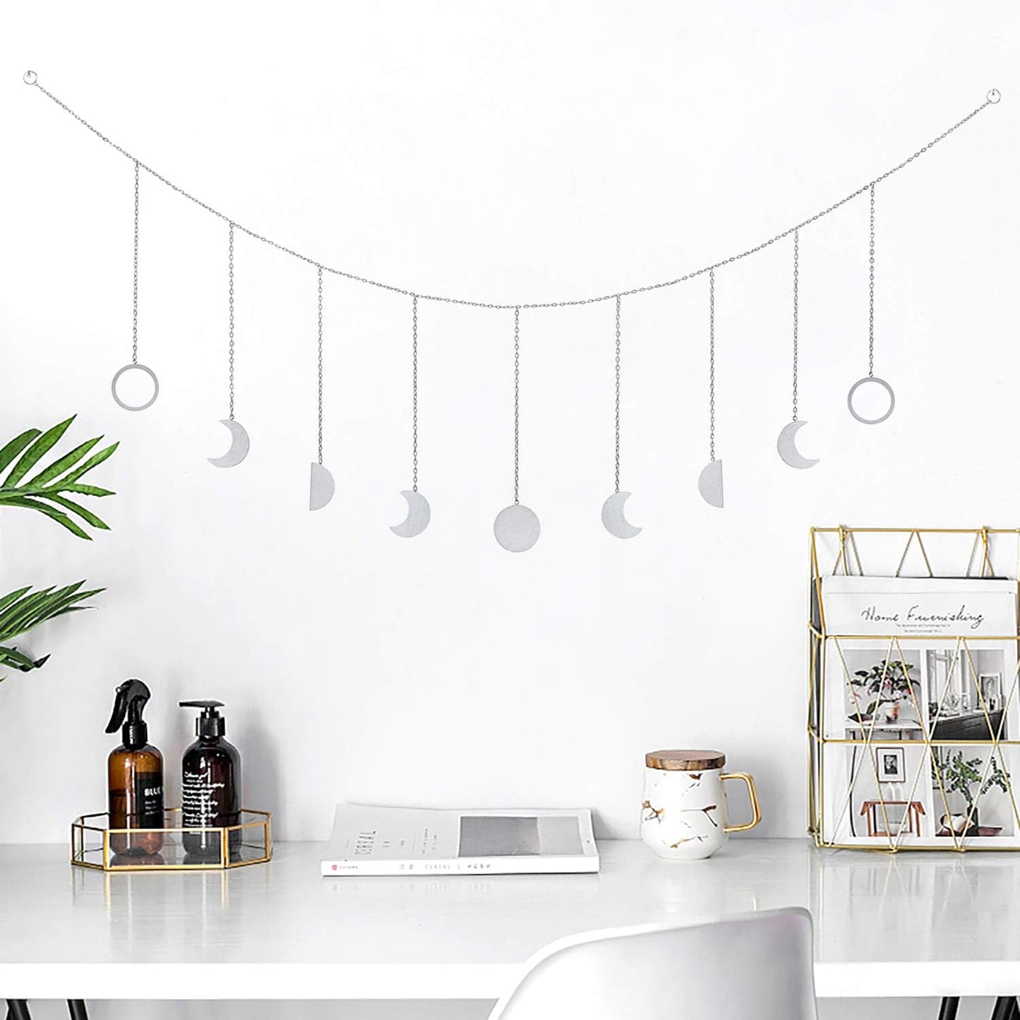 Moon Phase Wall Hanging Moon Decor Moon Wall Decor Wall Art Bedroom Boho Hanging Ornaments for Bedroom Wedding Home Office Nursery Room Dorm.