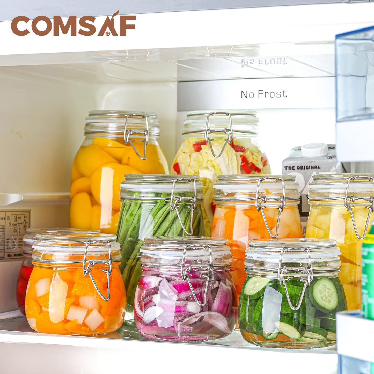Airtight Glass Jars with Lids 17Oz Small Food Storage Container Set of 6 - Airtight Canister with Clear Preserving Seal Wire Clip Fastening for Kitchen Canning Pickling Mason Jars