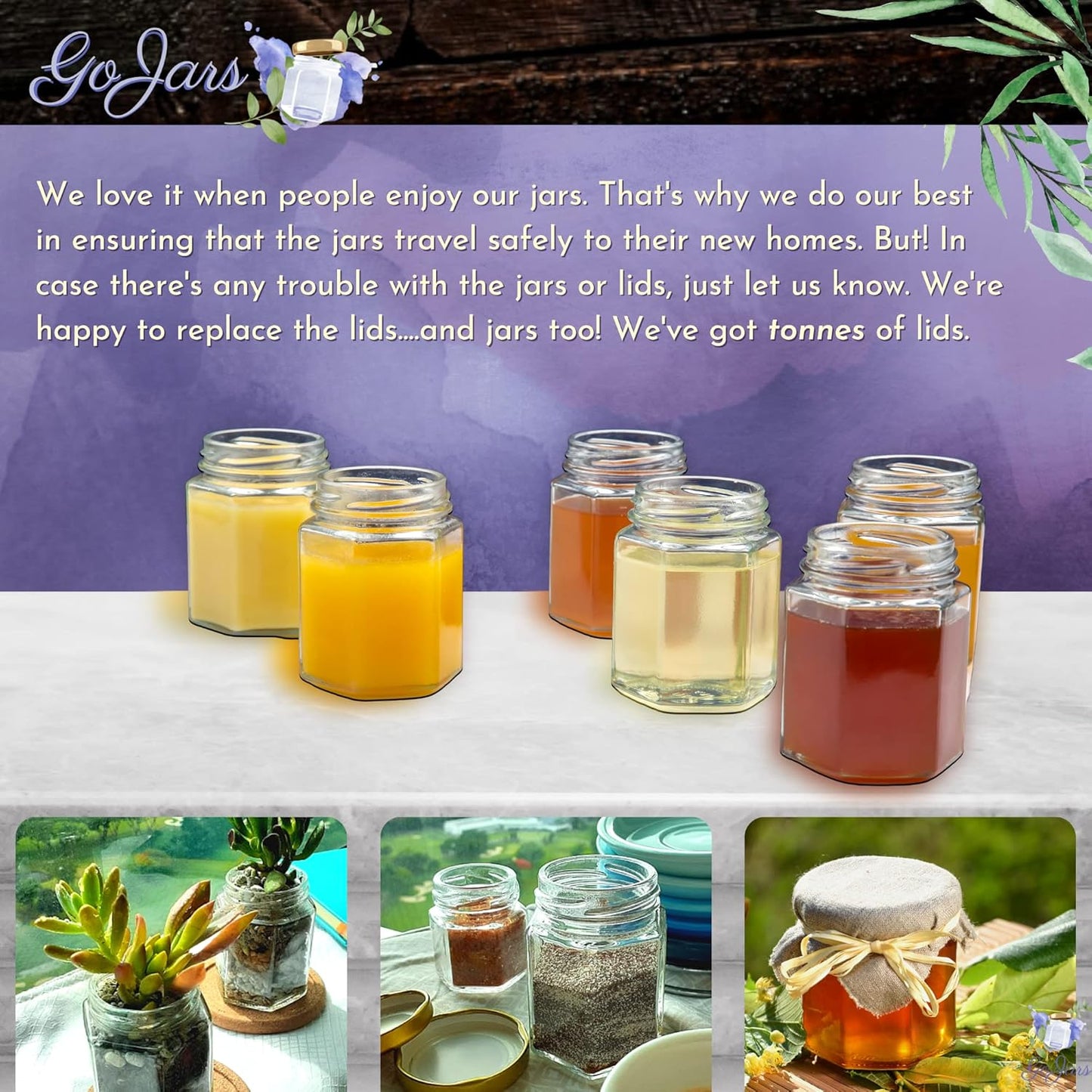 Hexagon Glass Jars 4Oz Premium Food-Grade. Mini Jars with Lids for Gifts, Wedding Favors, Honey, Jams and More. (24, 4Oz)