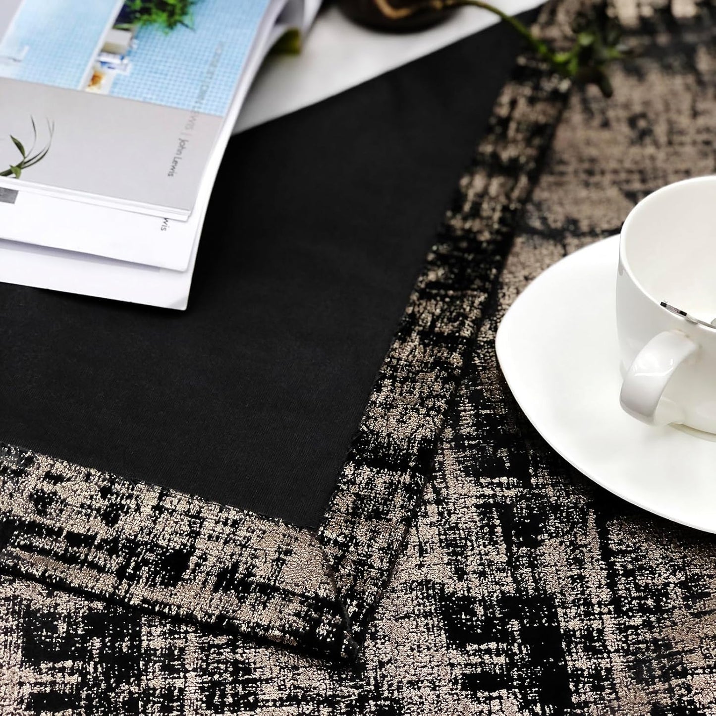 Black Gold Soft Velvet Curtains 84 Inch Length Luxury Bedroom Curtains Gold Foil Print Window Treatments for Living Room Bedroom Set of 2