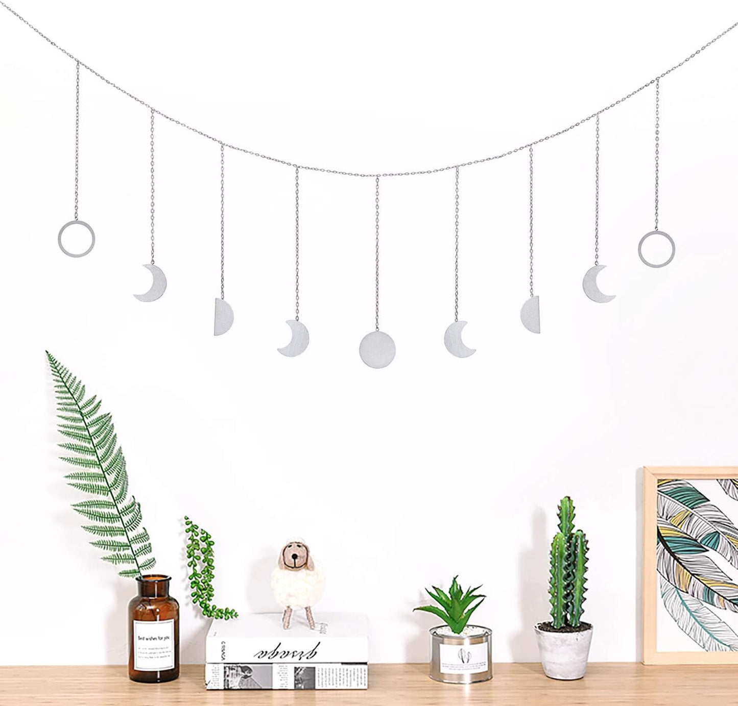 Moon Phase Wall Hanging Moon Decor Moon Wall Decor Wall Art Bedroom Boho Hanging Ornaments for Bedroom Wedding Home Office Nursery Room Dorm.