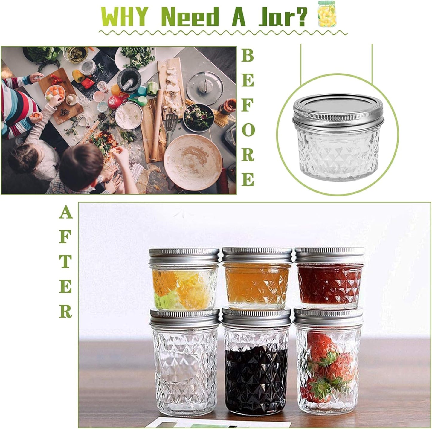 4 Oz 12 PACK Mini Mason Jars with Lids and Bands, Quilted Crystal Jars Ideal for Spice, Honey, Jam, Body Butters, Jelly, Wedding Favors, DIY Candles Decor