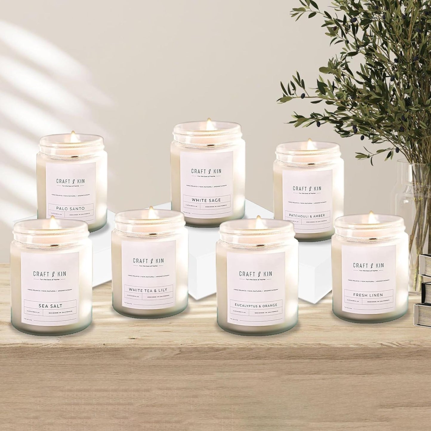 White Sage Fall Scented Candless for Cleansing | 8 Oz 45 Hour Long Lasting | Classic Soy Woodwick Fall Candles | Made with Natural Soy | Gifts for Men and Women