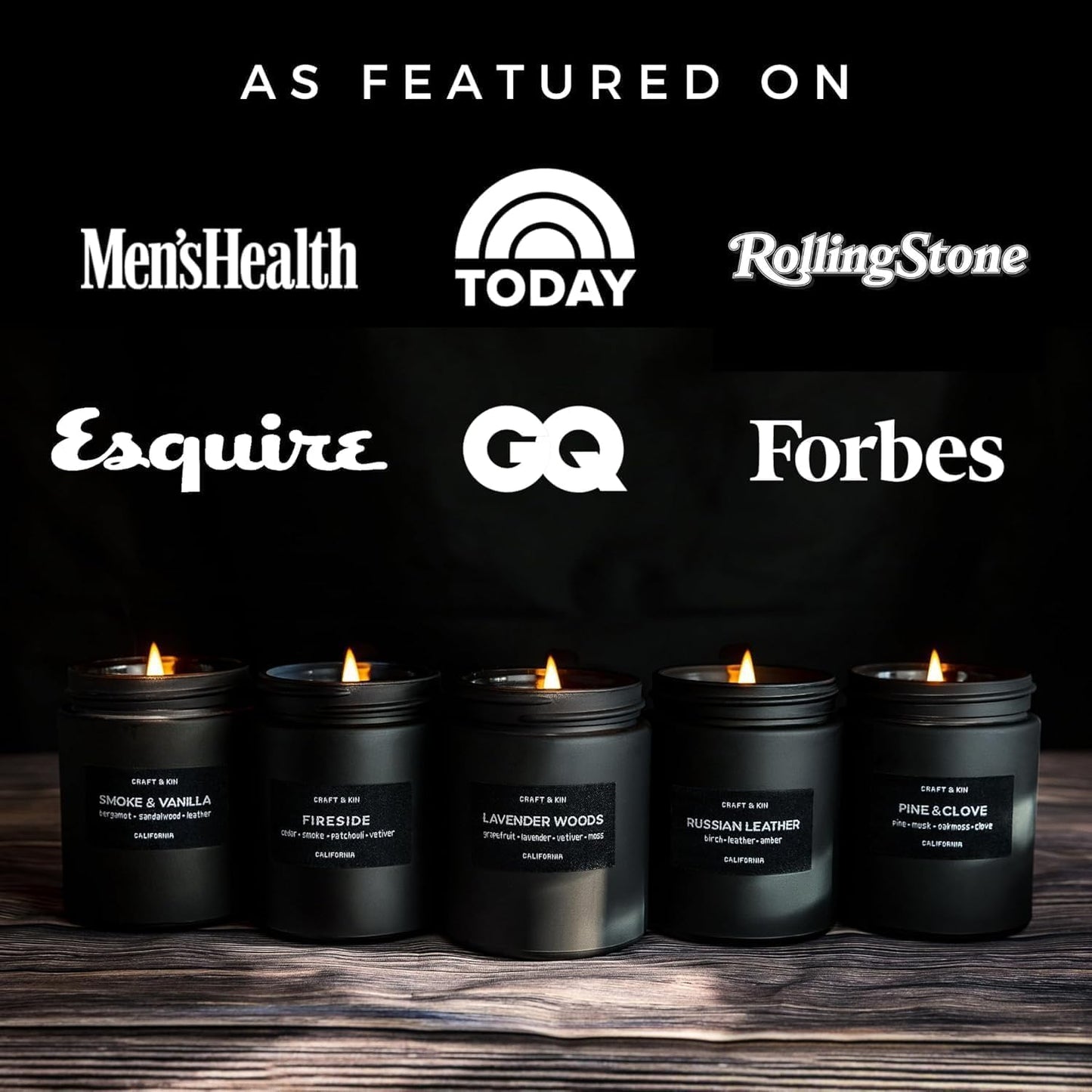 Premium Pine & Clove Candle | Black Fall Scented Candles for Home | Long Lasting with 45 Hour Burn Time, 7.6Oz | Made with Fall Soy Candles | Aromatherapy at Home | Gifts for Men