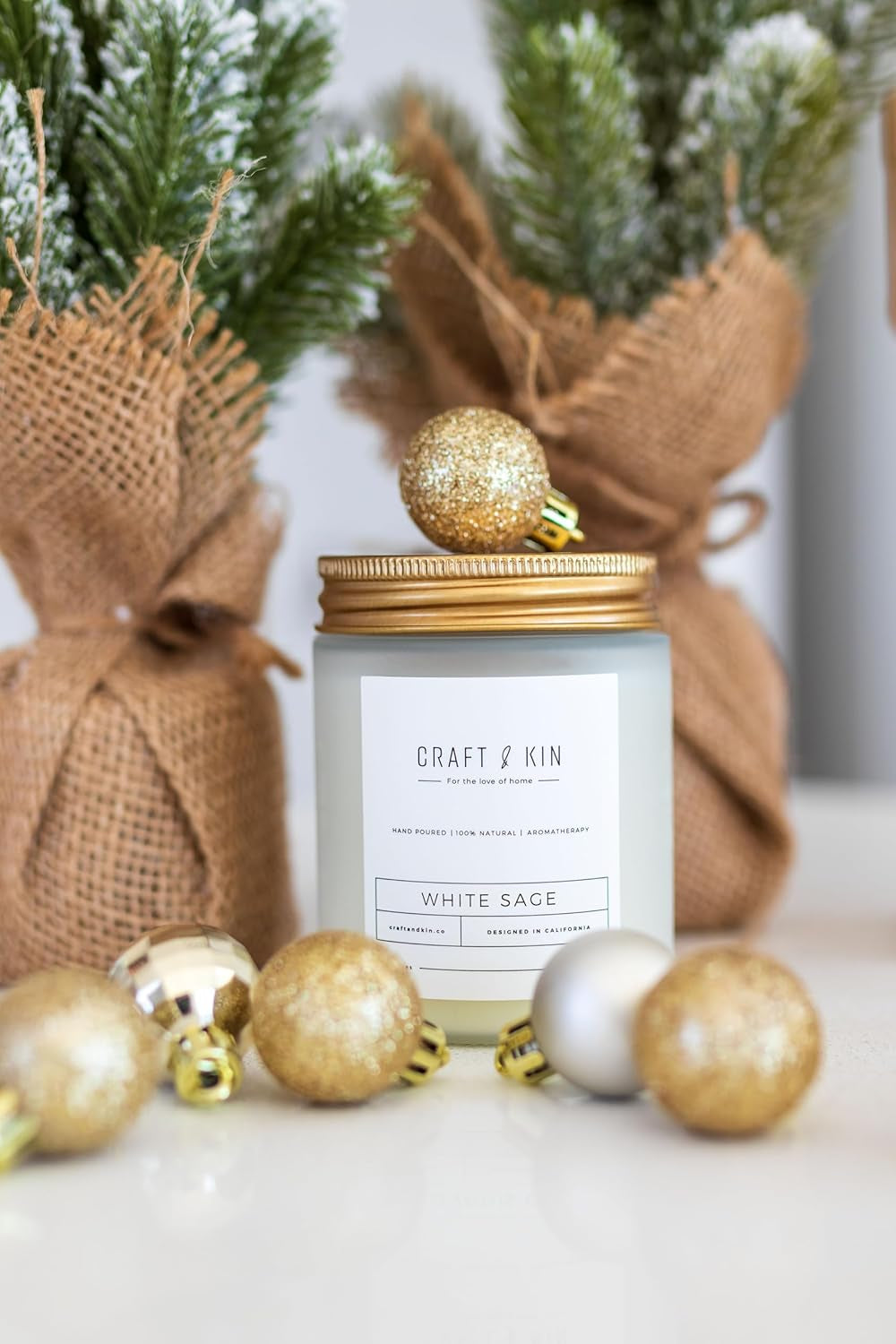 White Sage Fall Scented Candless for Cleansing | 8 Oz 45 Hour Long Lasting | Classic Soy Woodwick Fall Candles | Made with Natural Soy | Gifts for Men and Women