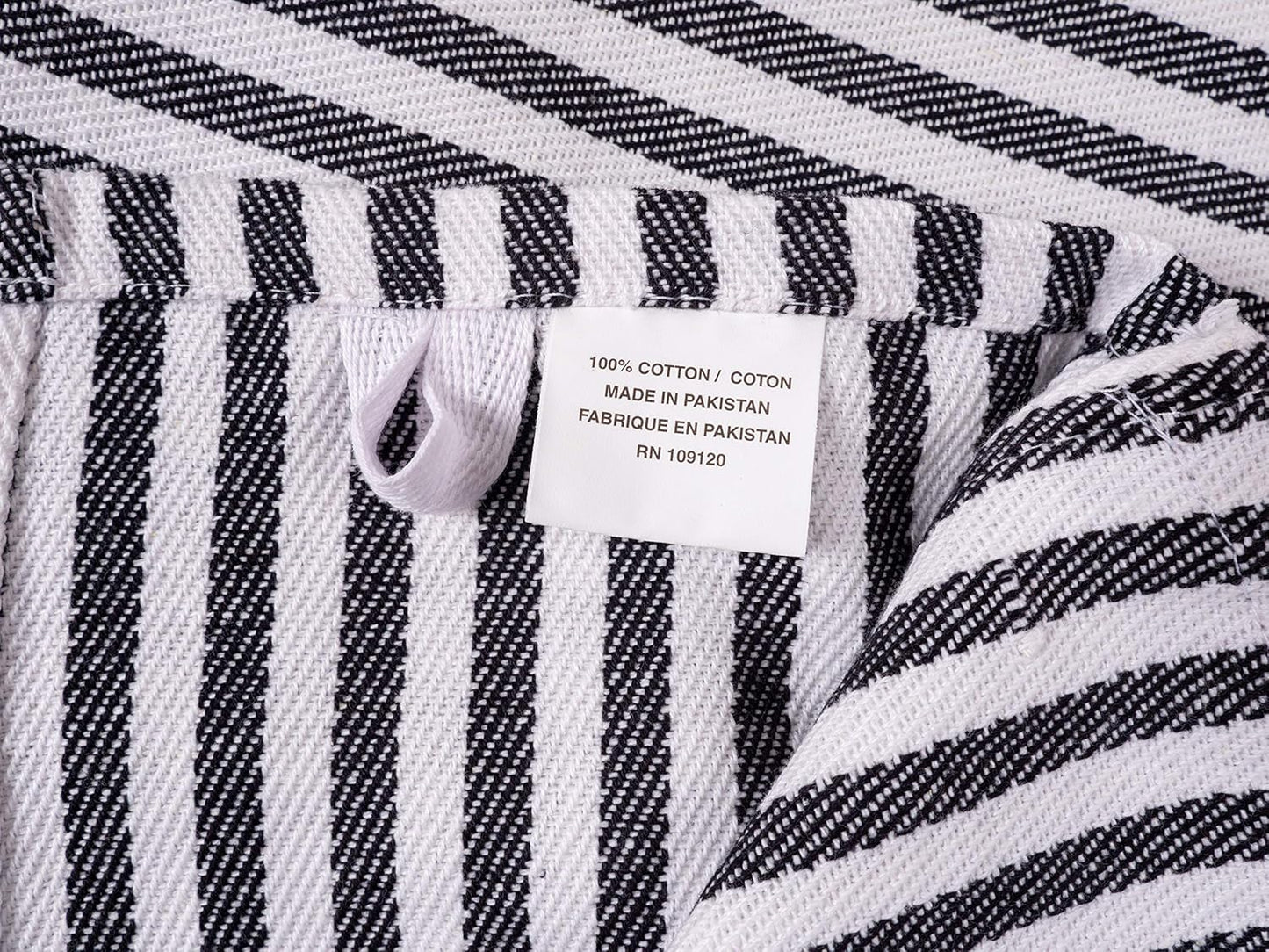 Premium Kitchen Towels (18" X 28"), Large 100% Cotton, Flat & Terry Absorbent Dish Towel Set (Black, 18 X 28-6 Pack)