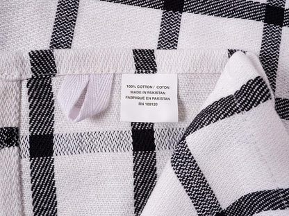 Premium Kitchen Towels (18" X 28"), Large 100% Cotton, Flat & Terry Absorbent Dish Towel Set (Black, 18 X 28-6 Pack)
