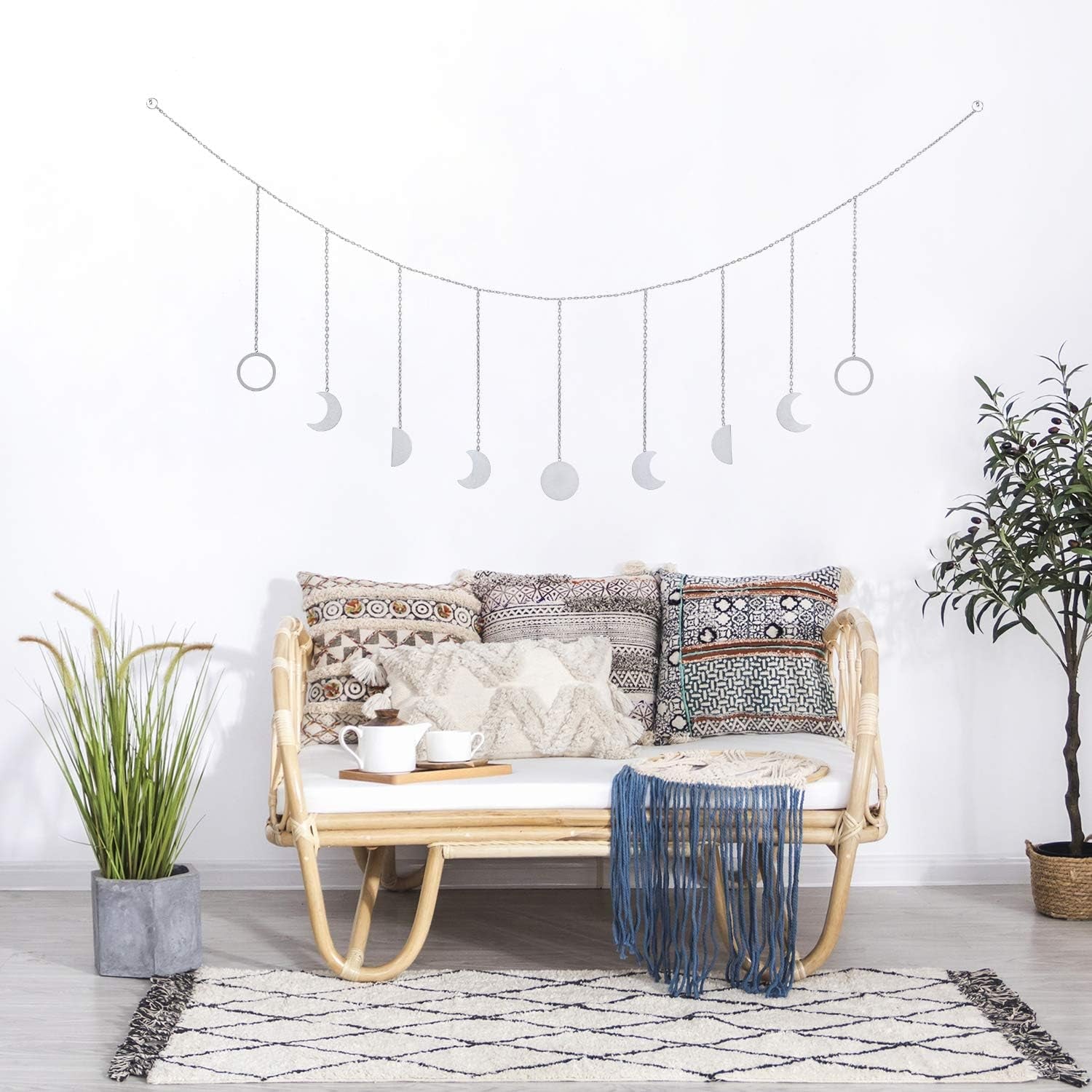 Moon Phase Wall Hanging Moon Decor Moon Wall Decor Wall Art Bedroom Boho Hanging Ornaments for Bedroom Wedding Home Office Nursery Room Dorm.