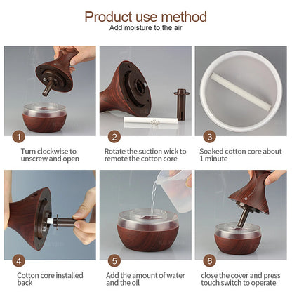 PATLOLAV Essential Winter Fall Humidifier , 300Ml Aromatherapy Diffuser, Cool Mist Humidifier, 4 Timer and 7 Color Lights, Waterless Auto-Off, Wood Grain Diffuser High Output for Home