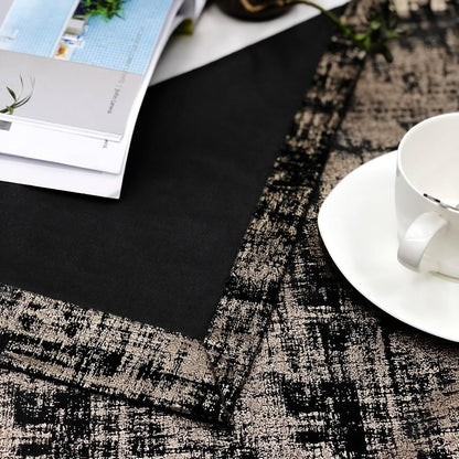 Black Gold Soft Velvet Curtains 84 Inch Length Luxury Bedroom Curtains Gold Foil Print Window Treatments for Living Room Bedroom Set of 2