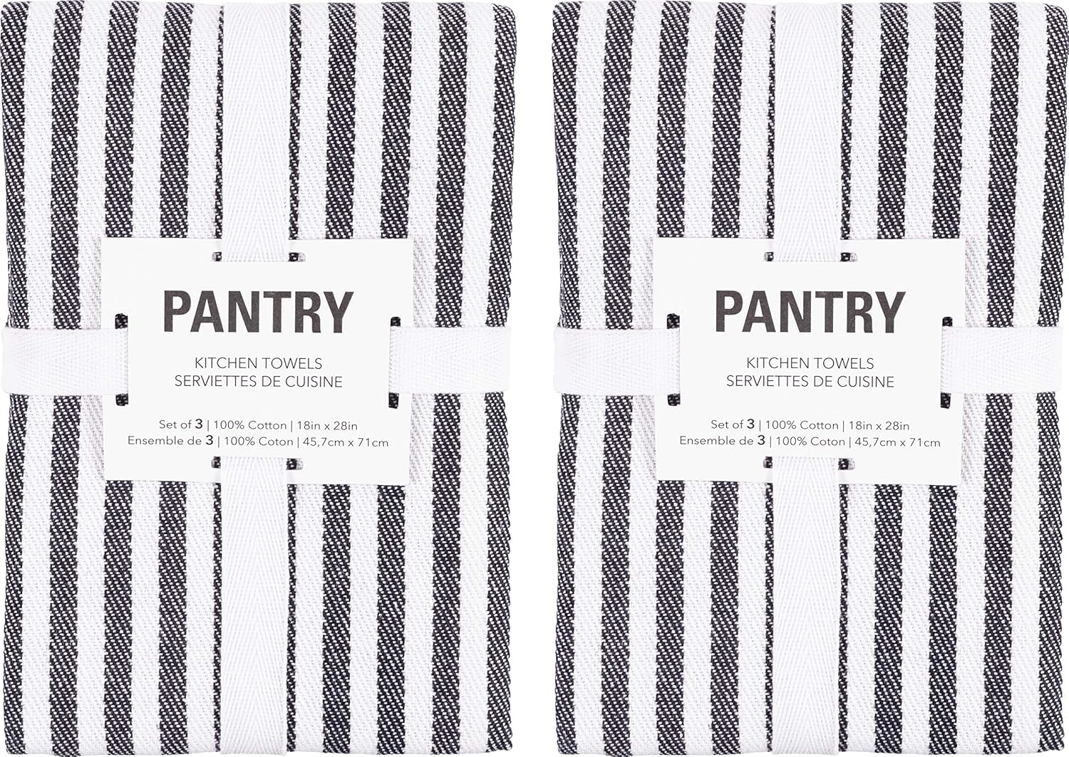 Premium Kitchen Towels (18" X 28"), Large 100% Cotton, Flat & Terry Absorbent Dish Towel Set (Black, 18 X 28-6 Pack)